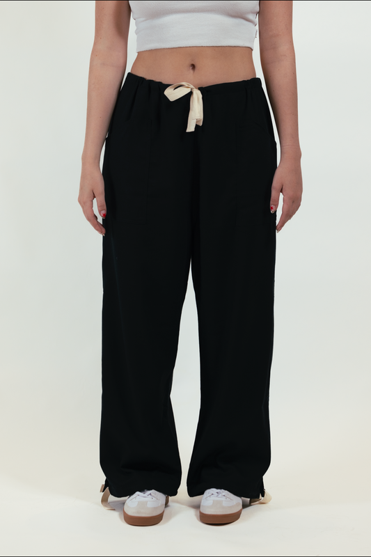 Black Raw Trousers