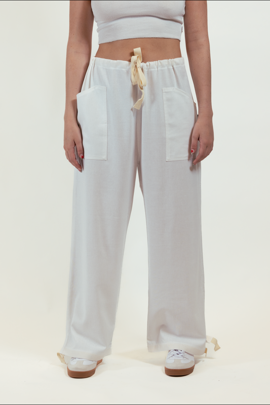 Bone White Raw Trousers