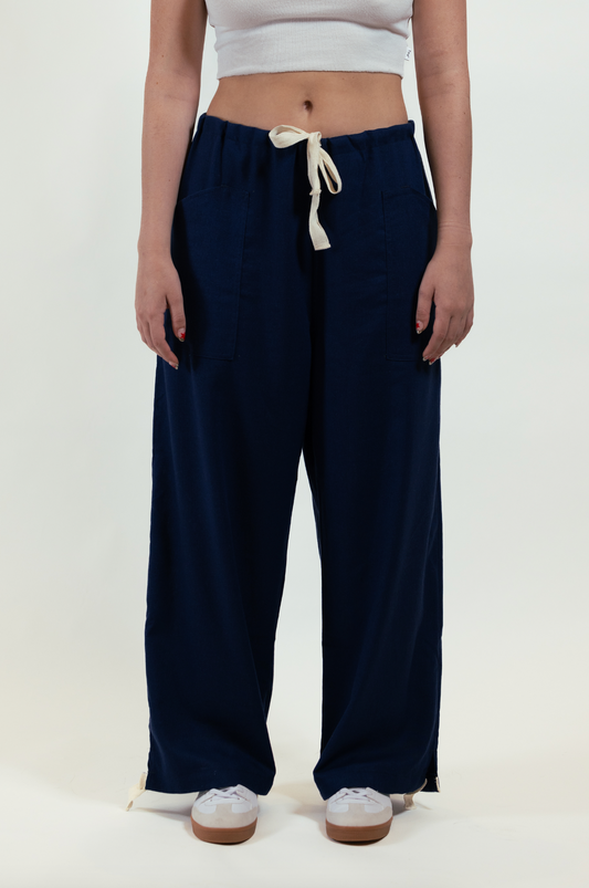 Navy Blue Raw Trousers